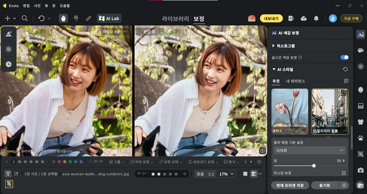사진 선명도 조절 피사체 강조 효과