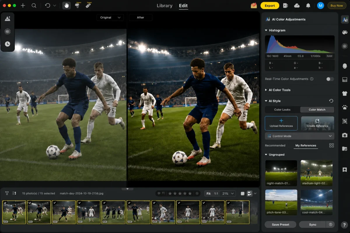 evoto football photography color match