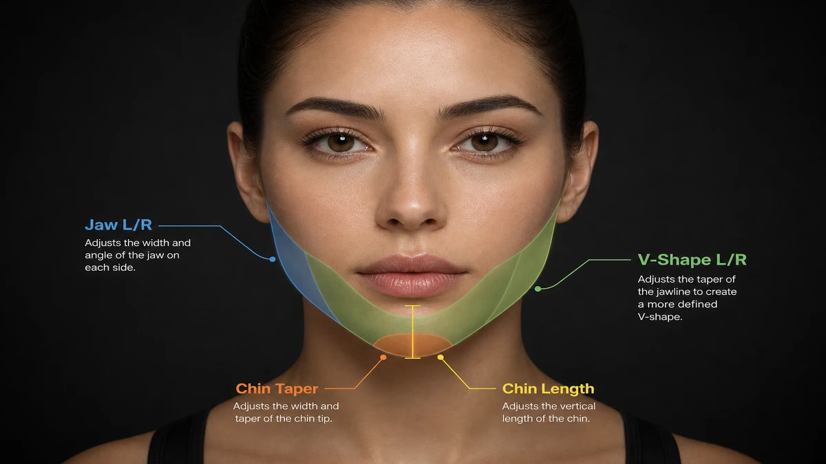 jawline slider zones diagram