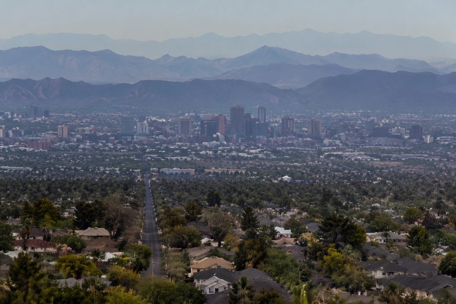 Layered landscape or city scene with repeated background elements stacked more tightly together to show the compression effect