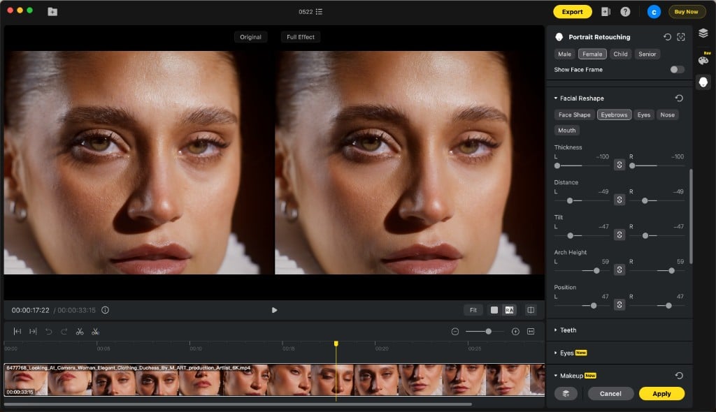 panel eyebrows reshape
