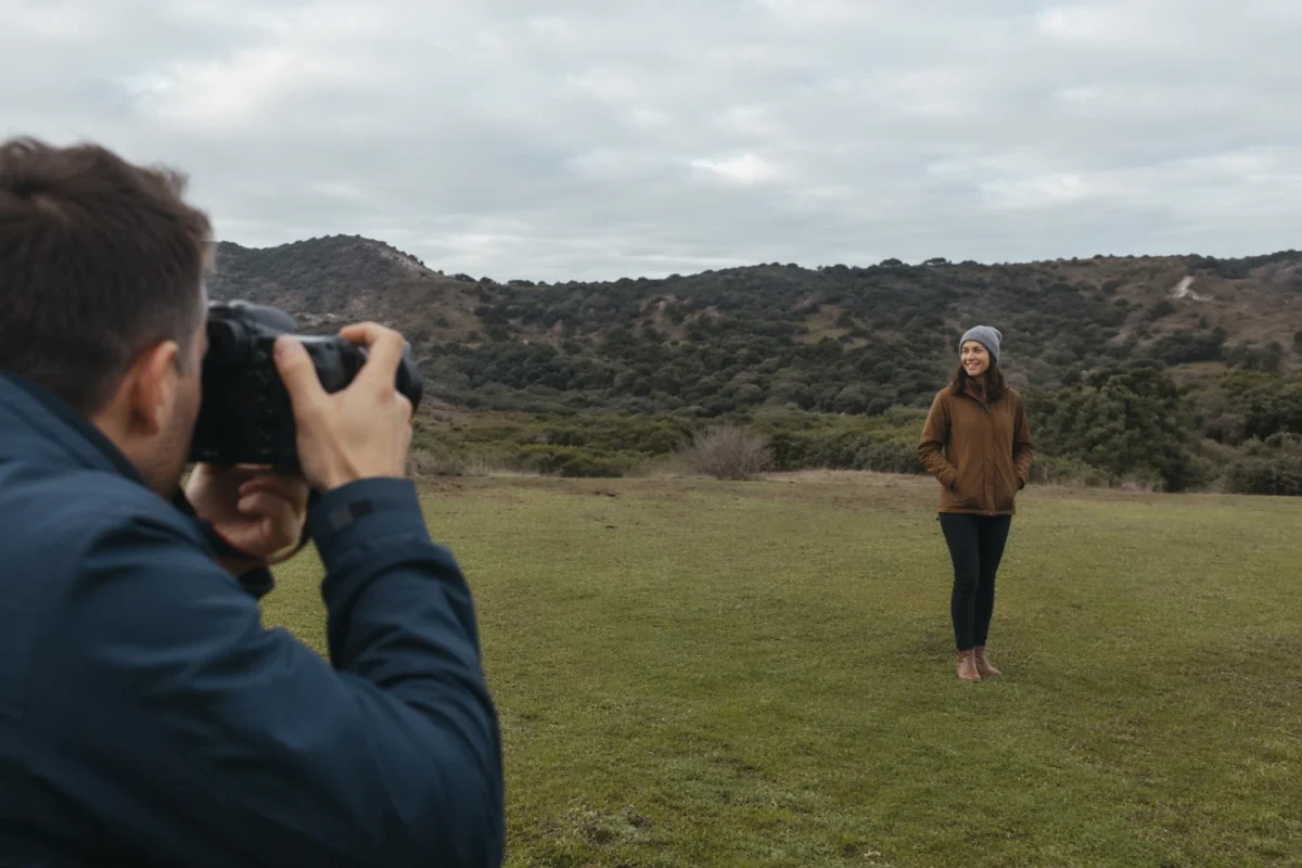  Photographer practicing rule of thirds variations with the same subject in different compositions