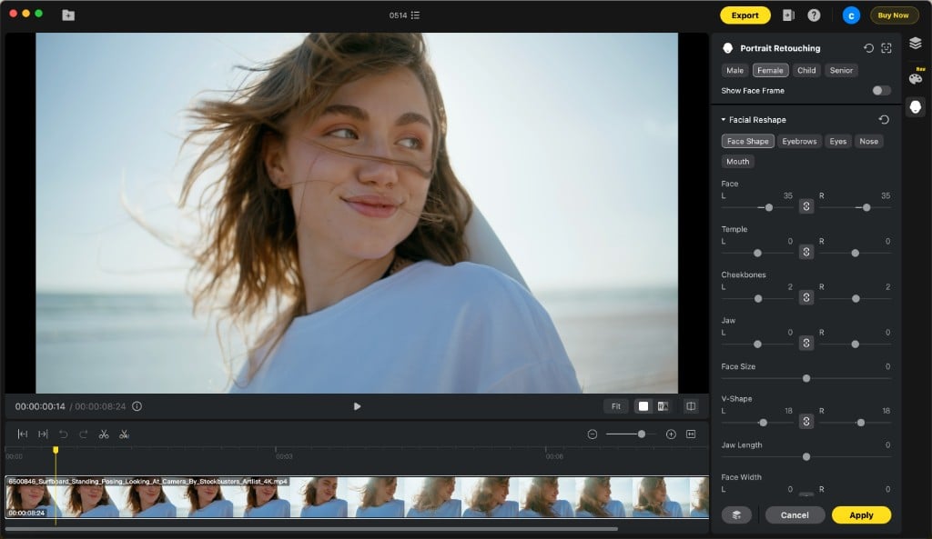 step facial reshape ui