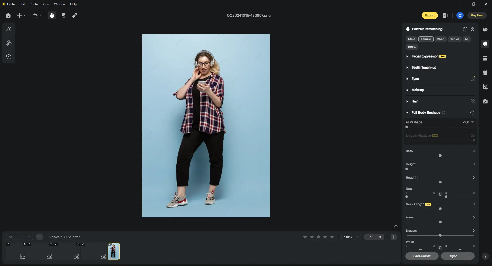 Recurso Remodelar Corpo Inteiro do Evoto para emagrecer foto com IA