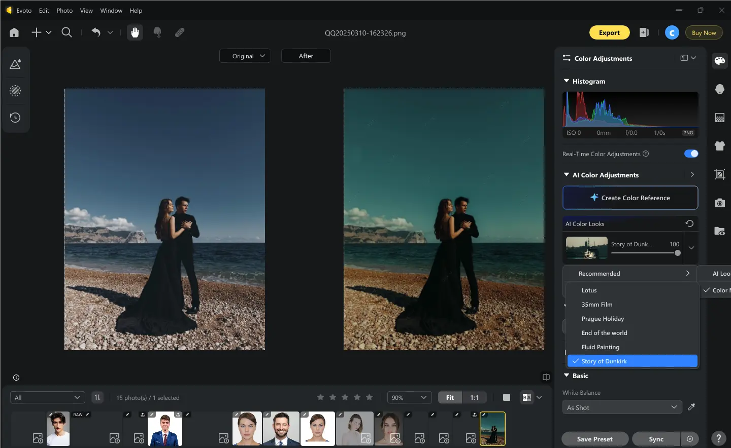 AI Color Match in Evoto