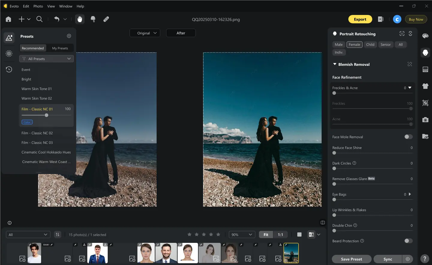 Bildfarbe mit Preset in Evoto ändern