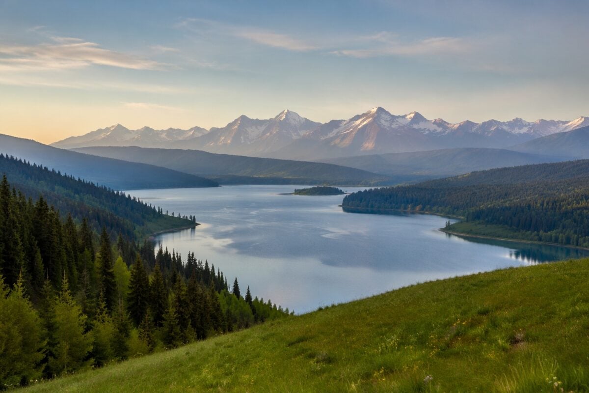 Layered horizons and foreground leading the eye through a landscape
