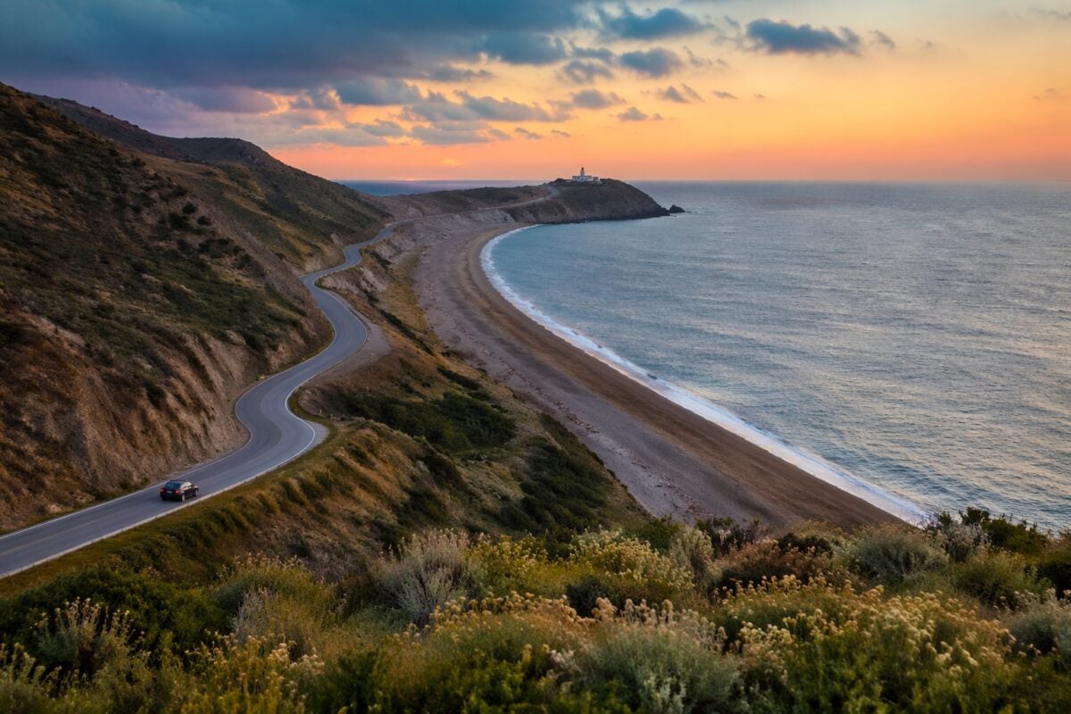 S curve road or river guiding the eye through a landscape