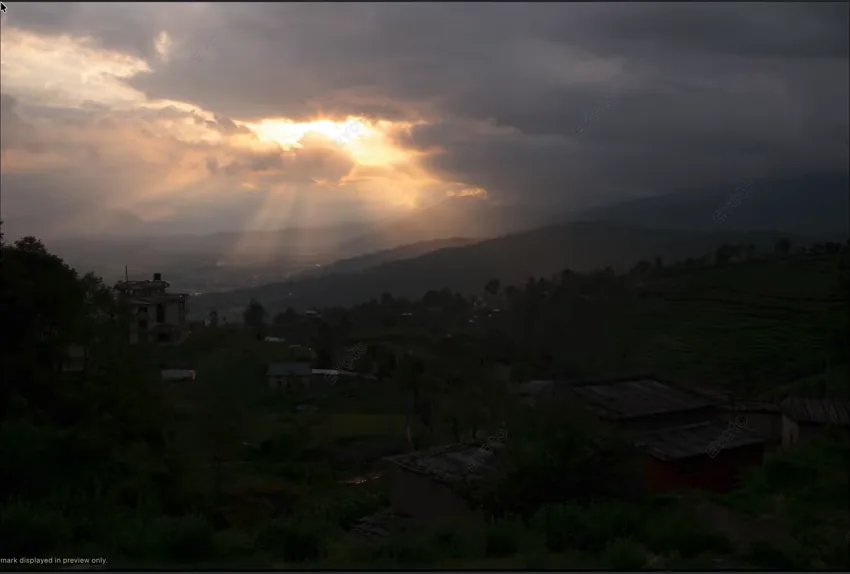 Flat unedited Nepal landscape RAW straight from the camera in Evoto