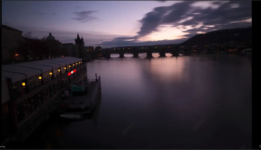 Flat unedited Prague skyline RAW straight from the camera in Evoto