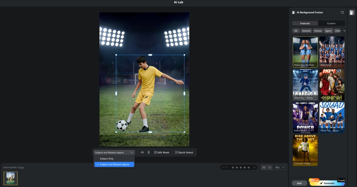 AI background fusion background fusion sports portrait