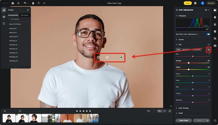 HSL-Selektor in Evoto AI