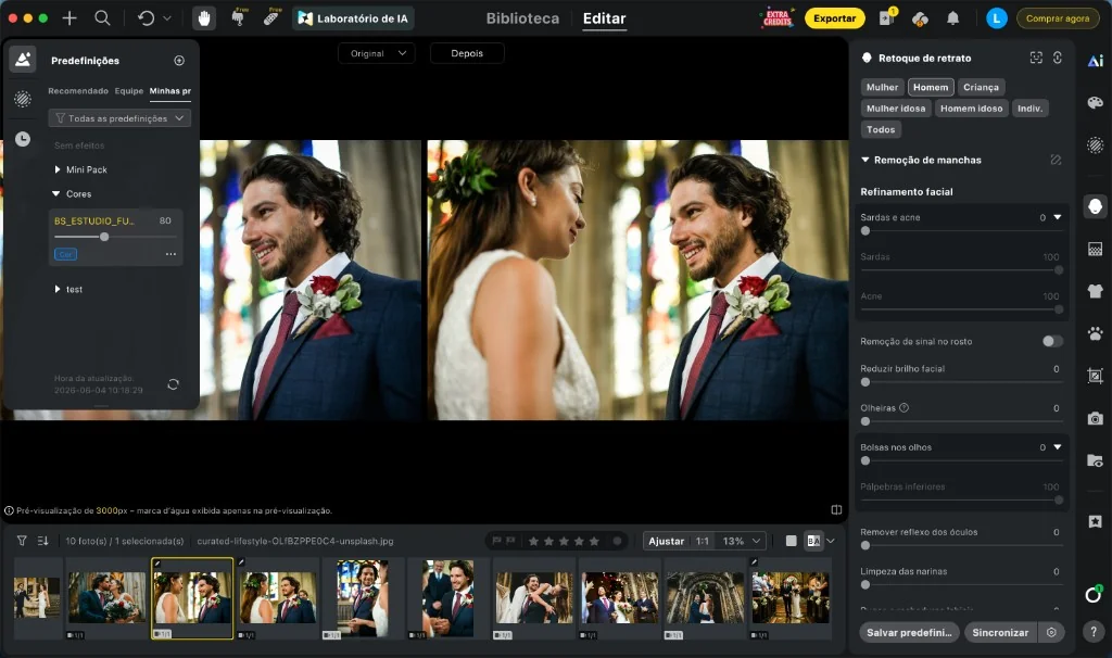 passo 3 aplicar preset colecao