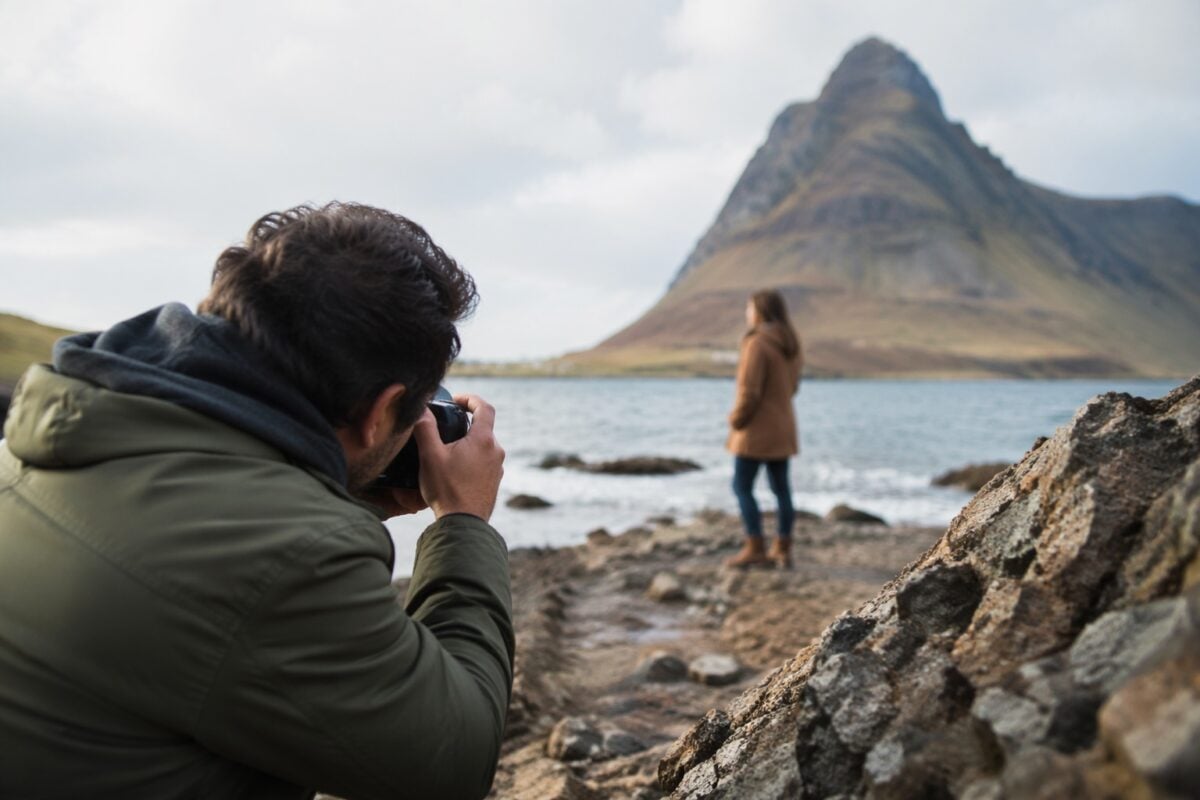 Photographer arranging visual points in a frame instead of focusing on camera settings