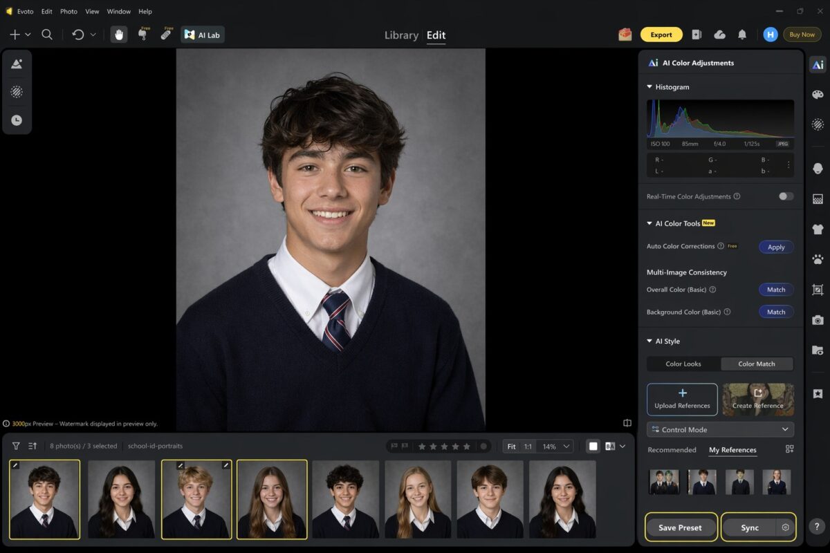 reset sync batch portrait workflow