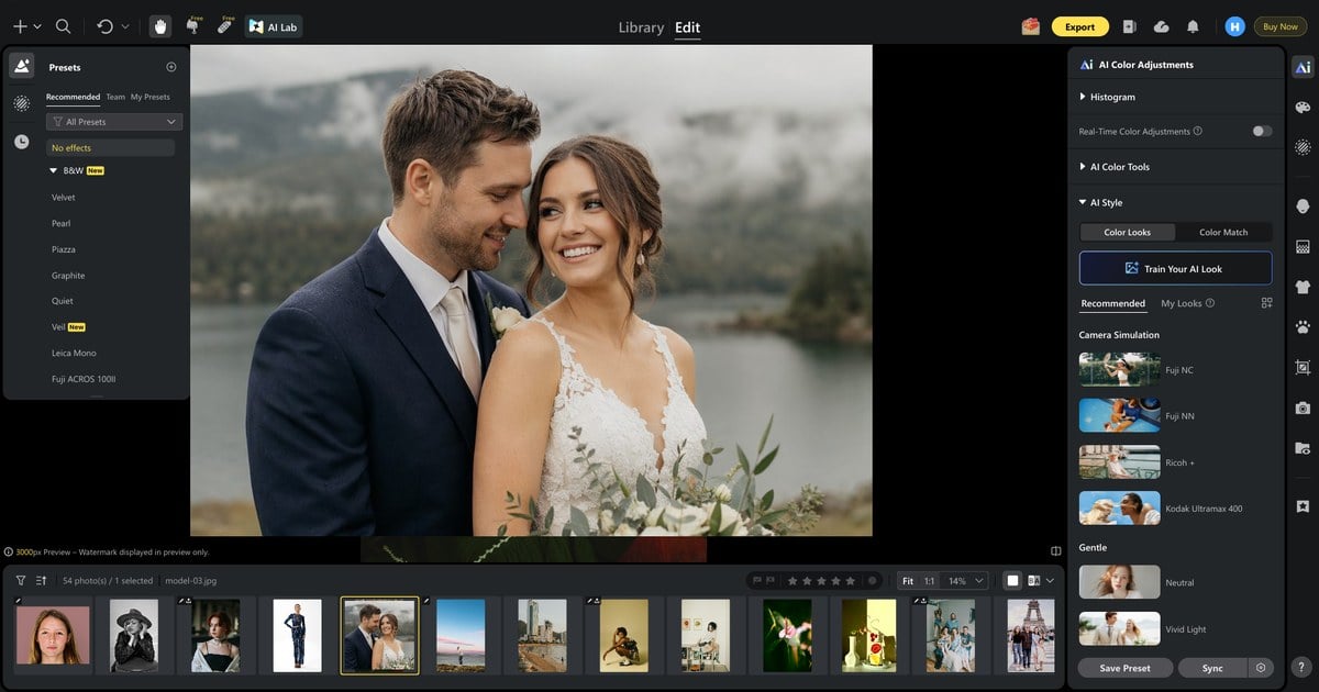 wedding photo editing workflow color lock reference still rain day preview