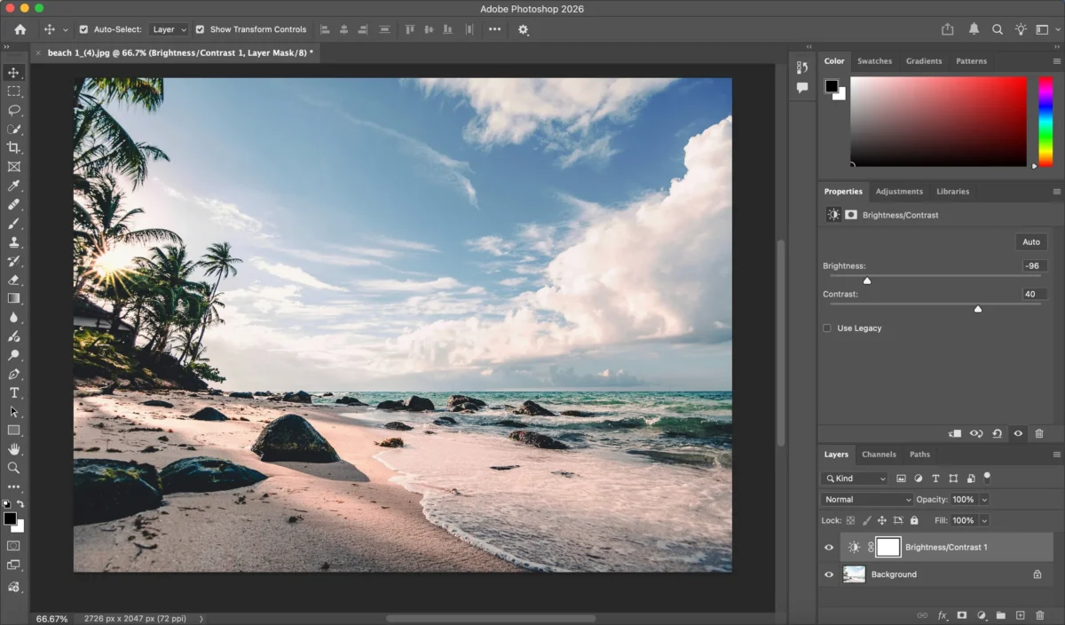 Régler la luminosité et le contraste dans Photoshop