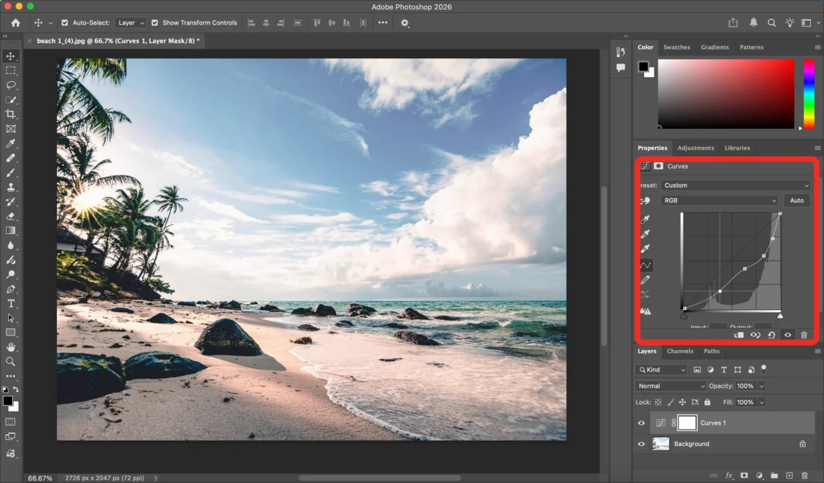 Utiliser les courbes pour assombrir une image dans Photoshop