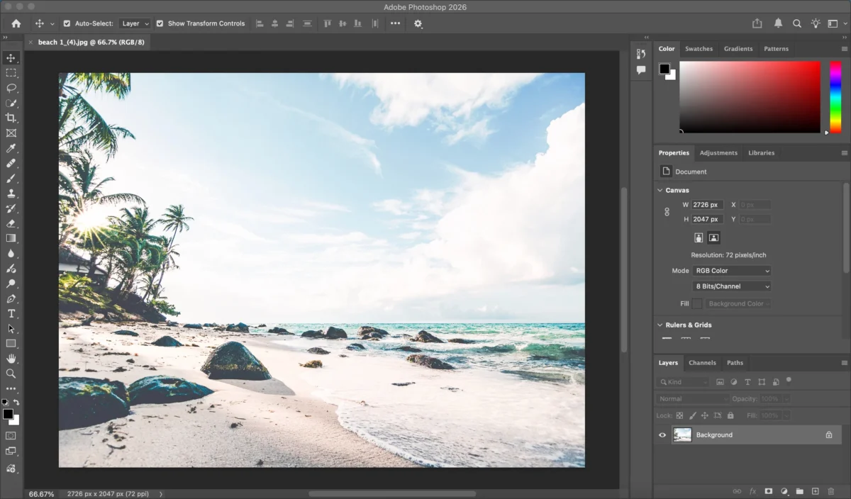 Ouvrir une image dans Photoshop