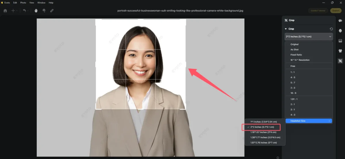 Aplica la función Recorte para retratos profesionales 