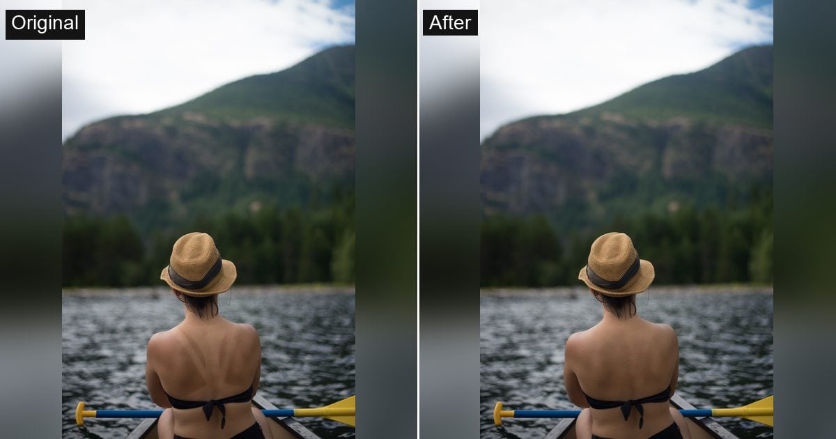 beach portrait remove back tan lines before after