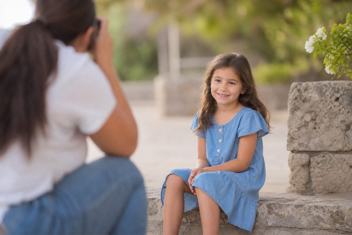 child pose simple structure Child portrait using a simple seated structure to make the pose feel natural