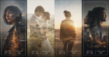 double exposure examples client delivery wedding album and social crop