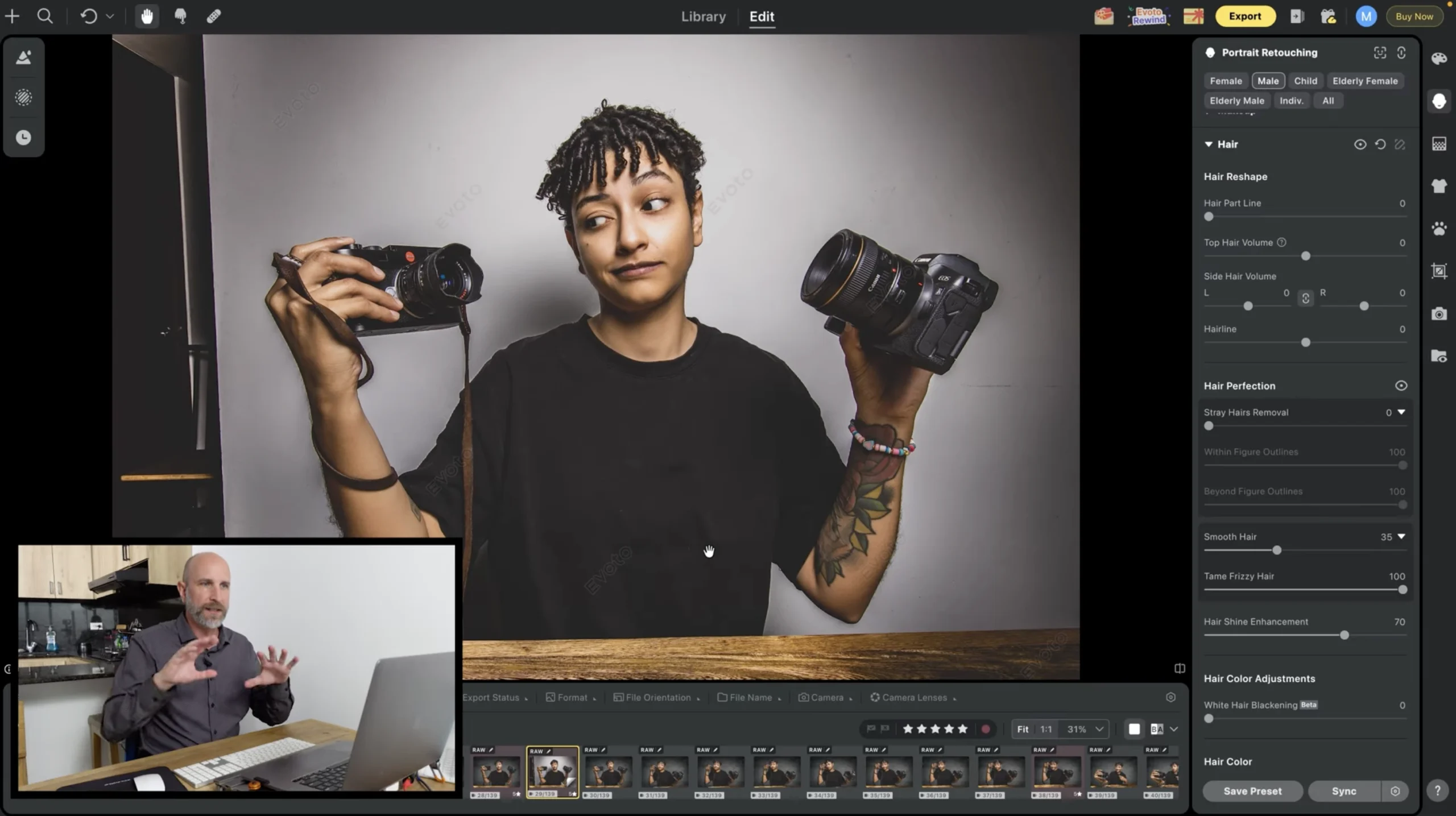 evoto preset portrait workflow mark wallace portraetretusche mit basiswerten fuer haut augen und haare einstellen Porträtretusche mit Basiswerten für Haut, Augen und Haare einstellen