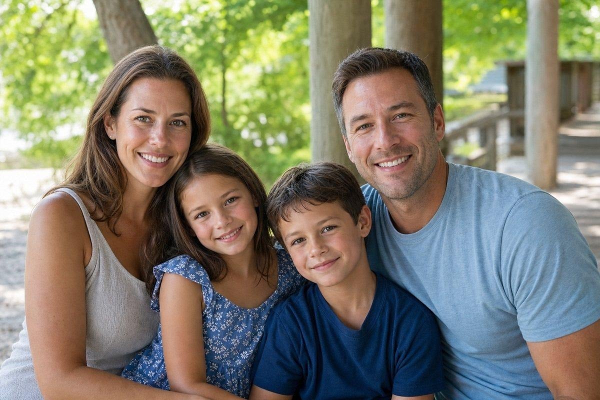 image 12 Summer family portrait in open shade with soft face light and relaxed expressions