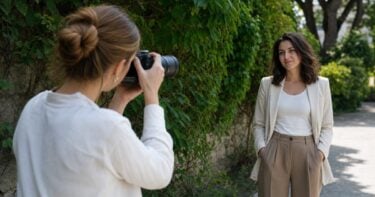 How to Shoot Outdoor Portraits with Natural Light: Practical Tips for Real Sessions Photographer shooting an outdoor portrait with clean natural light and a simple background