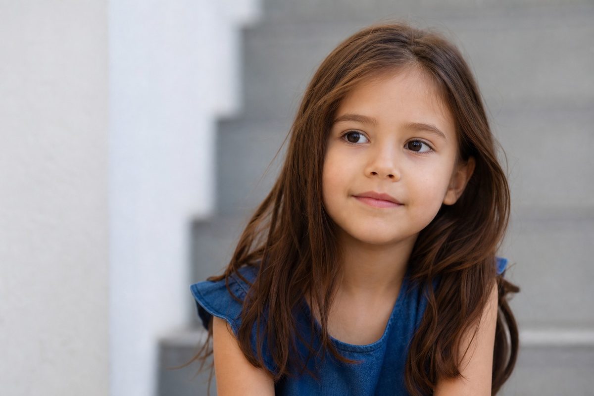 quiet child portrait pose Quiet child portrait pose with soft expression and simple natural light
