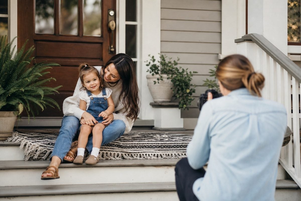 toddler parent comfort start Toddler sitting with a parent at the start of a comfortable photo session