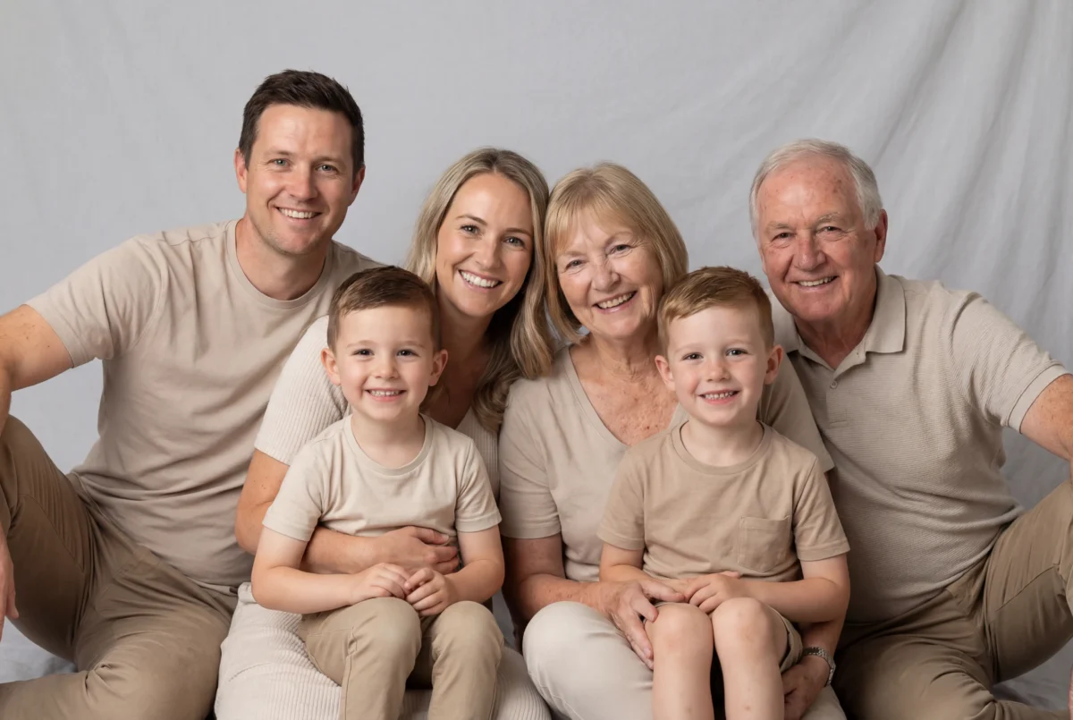 Poses clássicas em grupo na fotografia de família