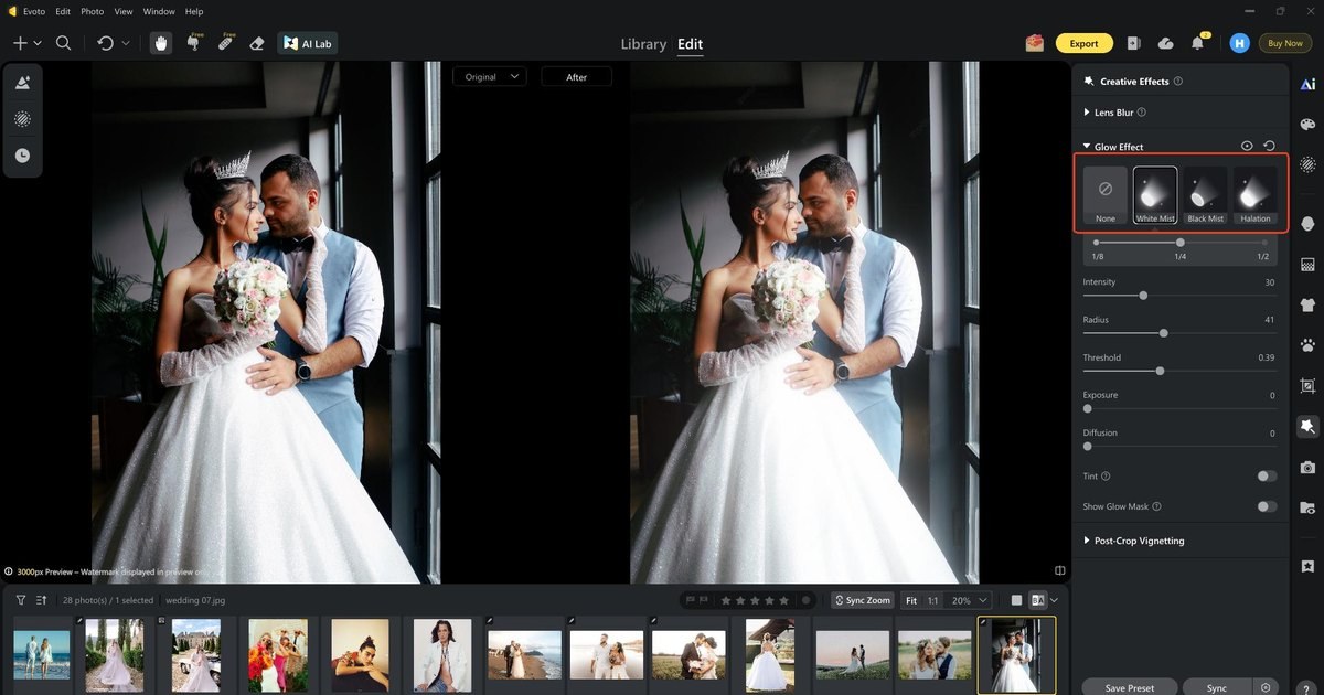 Evoto White Mist for bridal window light