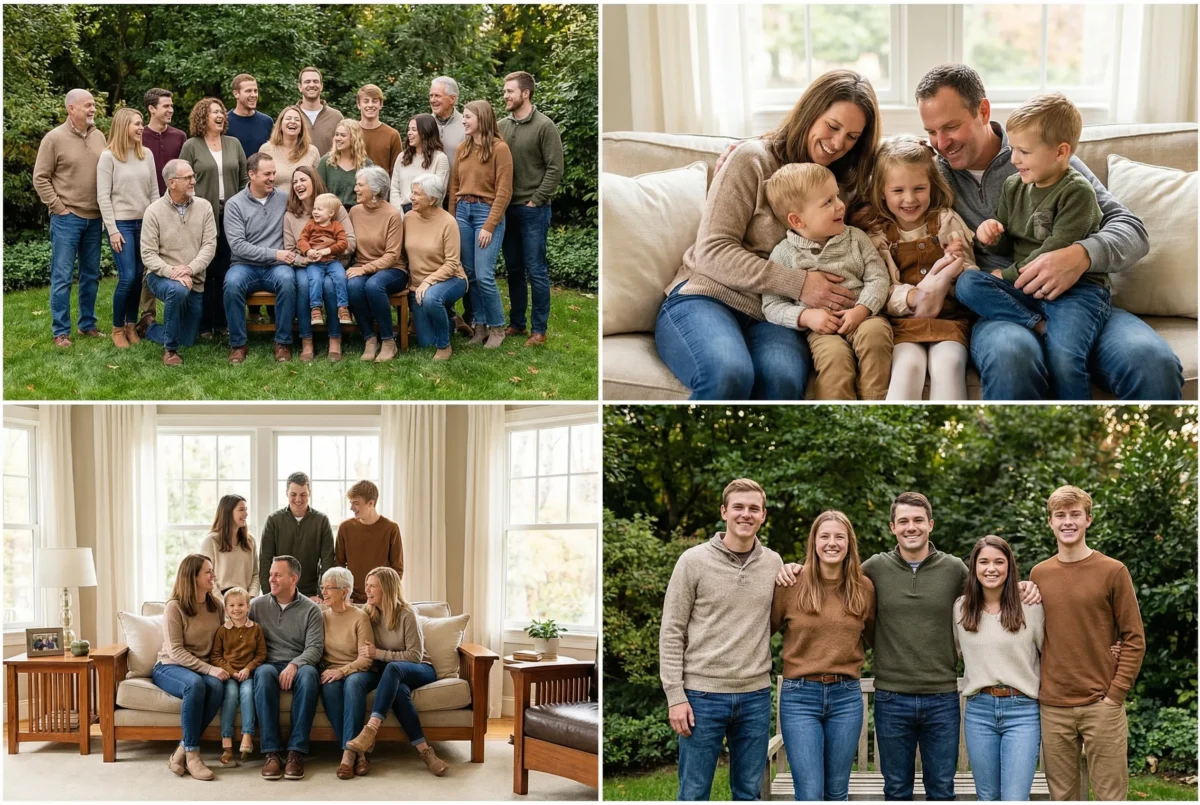 Fotografia de família incluindo todos os membros do grupo