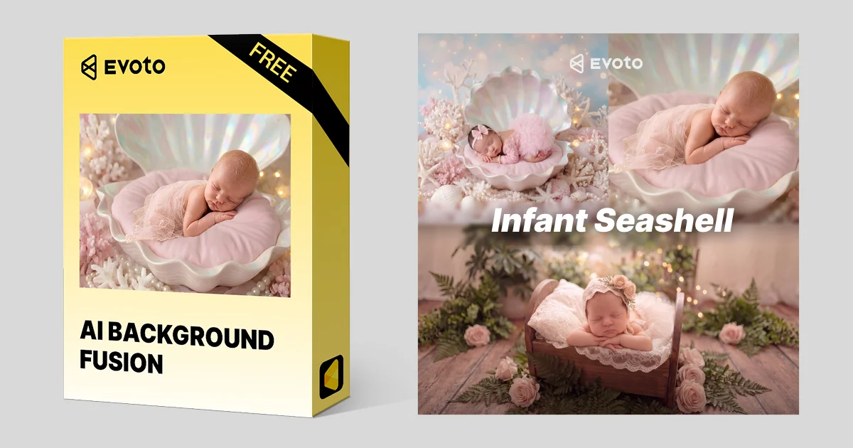 Infant Seashell: Free Infant Photography Scene for Evoto