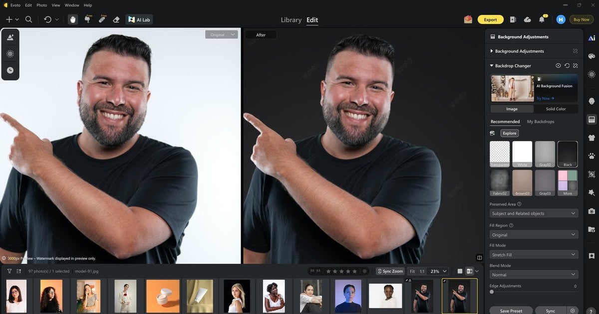 evoto add background no white halo edge