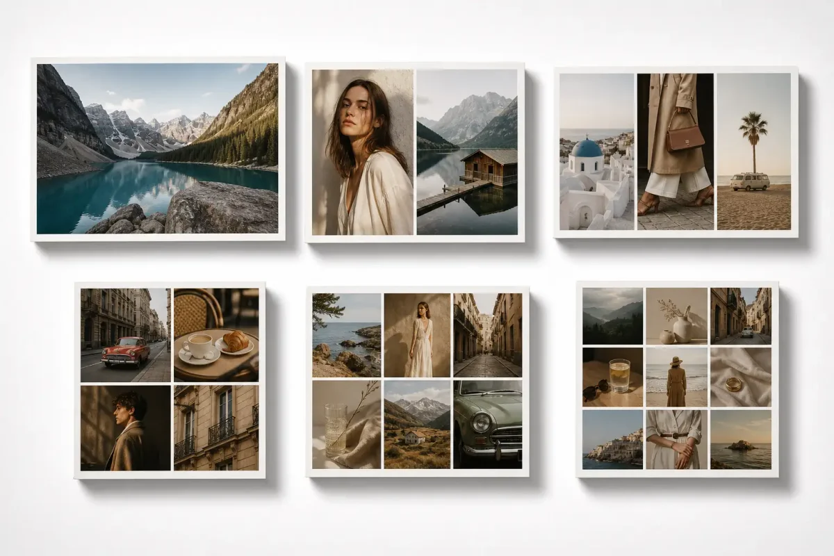Evoto photo collage templates organized by category and photo count