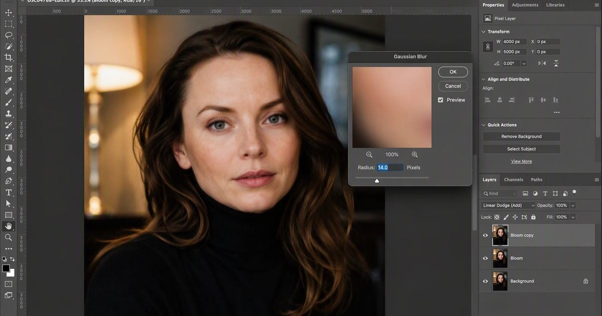 gaussian blur dialog glow effect photoshop