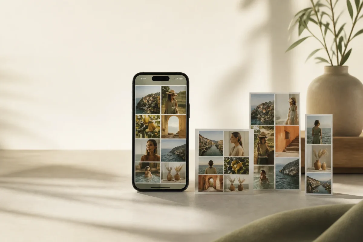Two ways to make a photo collage on Instagram: Story Layout and Evoto collage template