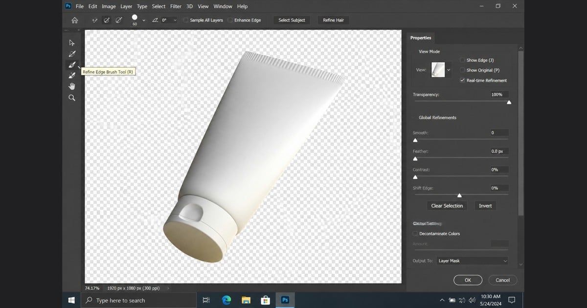 photoshop select and mask workspace native ui