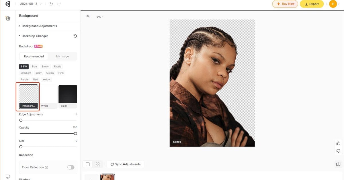 web step 3 select transparent checkerboard