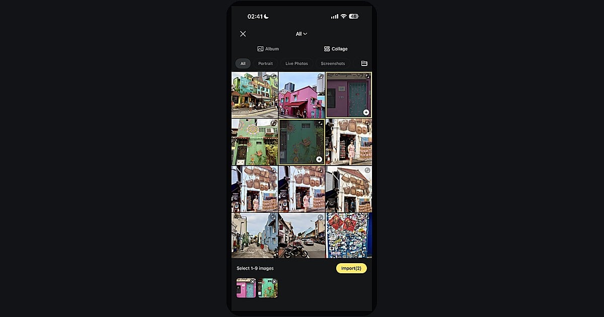 Evoto App step 1 Album import photos