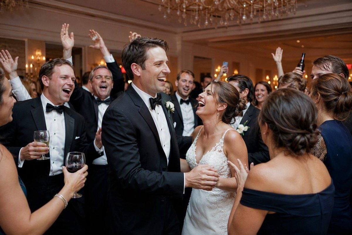Consistent wedding reception gallery with balanced skin tones across speech and dance photos