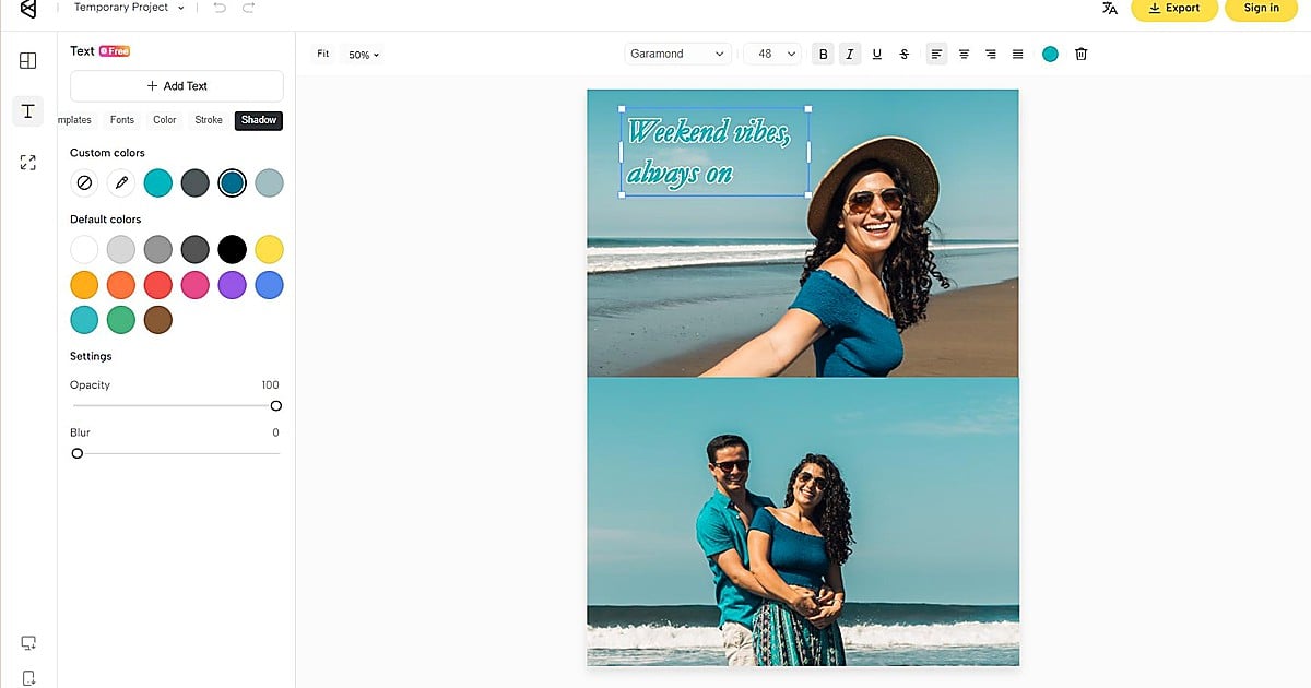 step 3 style Fonts Color Stroke and Shadow