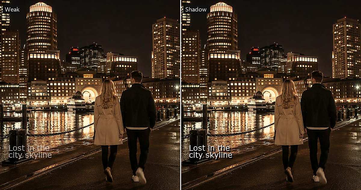 street night before after readable caption