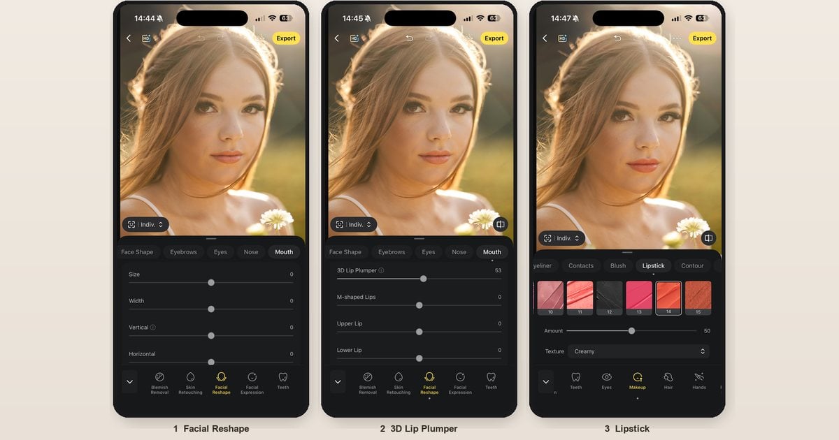 evoto app mouth 3d lip plumper slider