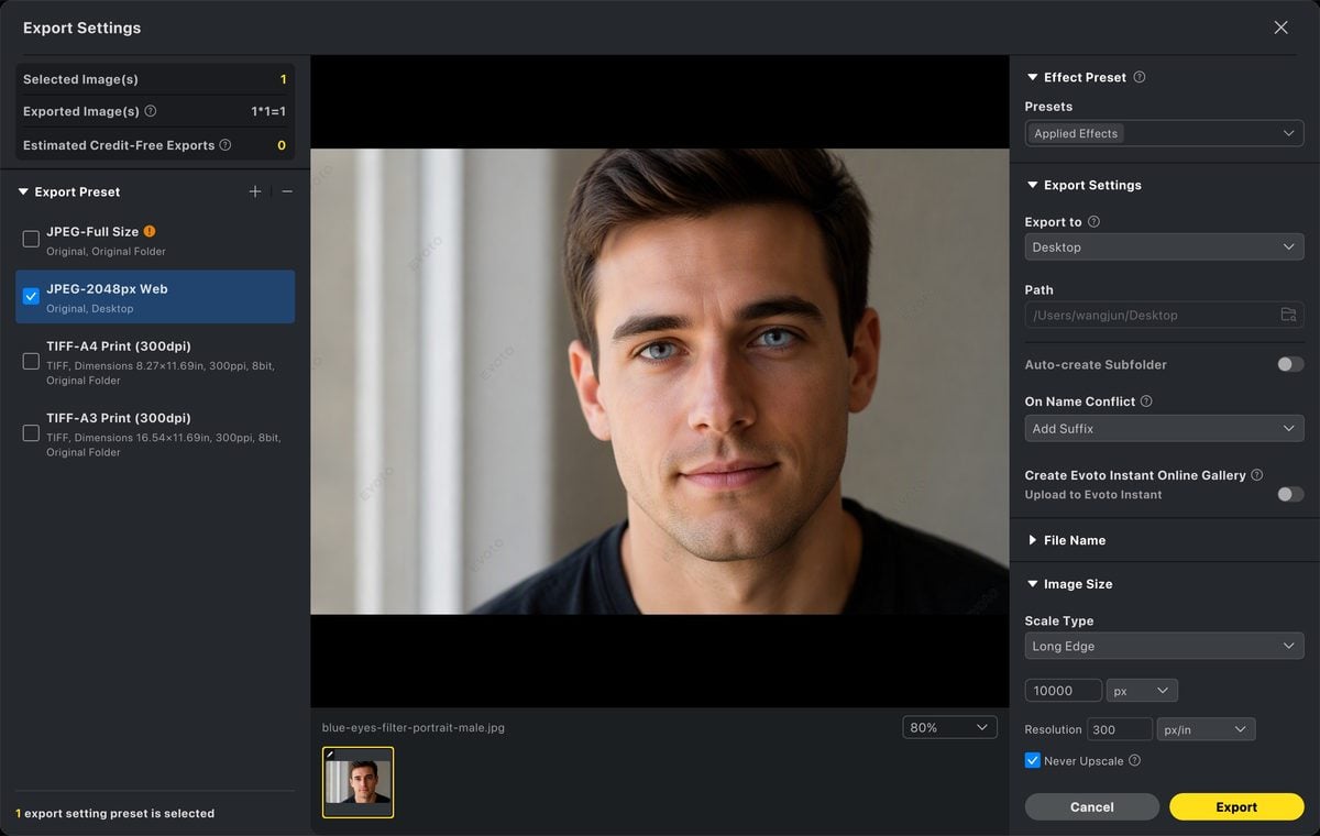 preview and export Preview and export