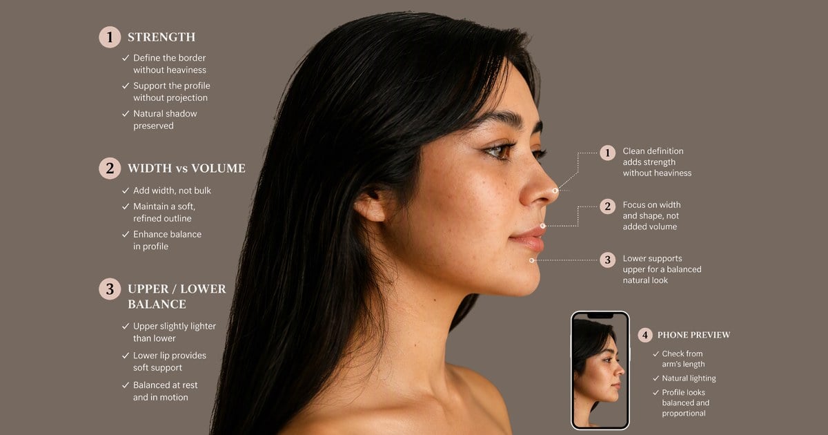 retouch checklist annotated three quarter lip edit